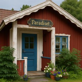 hus med flagnad färg